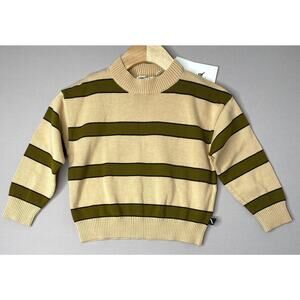 NWT CarlijnQ Khaki/Green Stripe Sweater Organic Cotton 18-24 Mo/1-2 Yrs 86/92